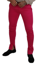 Rosa Hose mit Reißverschluss, Schnalle und hohem Bund