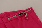 Rosa Hose mit Reißverschluss, Schnalle und hohem Bund