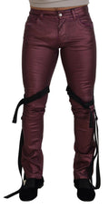 Magenta Cotton Men's Casual Harness Denim Jeans