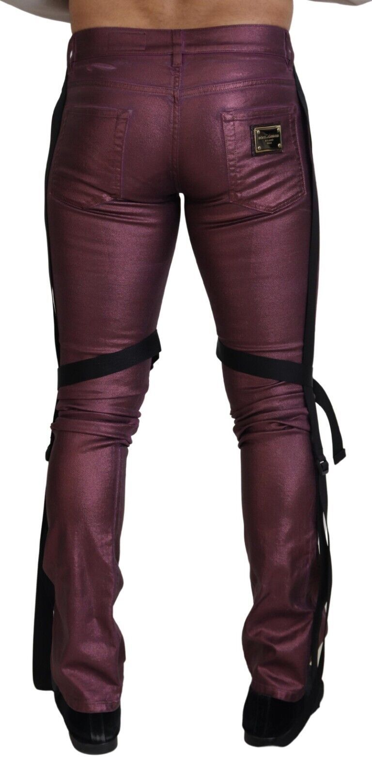 Magenta Cotton Men's Casual Harness Denim Jeans