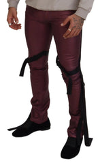 Magenta Cotton Men's Casual Harness Denim Jeans