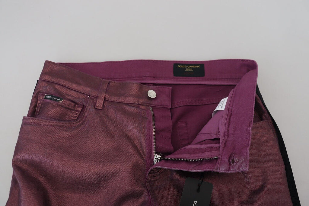 Magenta Cotton Men's Casual Harness Denim Jeans