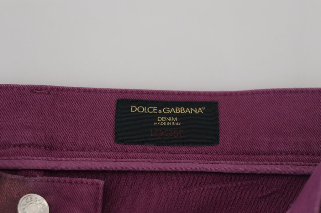 Magenta Cotton Men's Casual Harness Denim Jeans