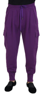 Lila Baumwoll-Cargohose Jogginghose