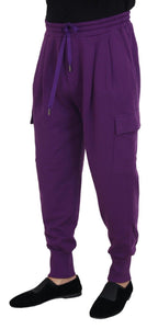 Lila Baumwoll-Cargohose Jogginghose