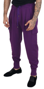 Lila Baumwoll-Cargohose Jogginghose