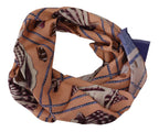 Blue Linen Seashell Pattern Mens Wrap Shawl Scarf