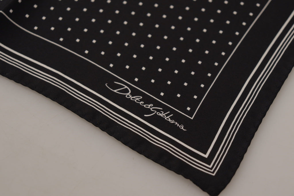 Quadratisches Taschentuch mit schwarzen Polka Dots und DG-Logo