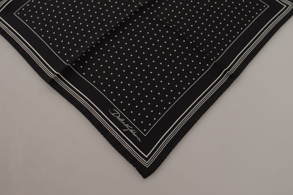Quadratisches Taschentuch mit schwarzen Polka Dots und DG-Logo