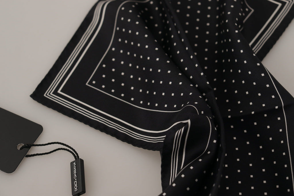 Quadratisches Taschentuch mit schwarzen Polka Dots und DG-Logo