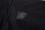 Black Nylon Logo Bomber Zipper Jacket