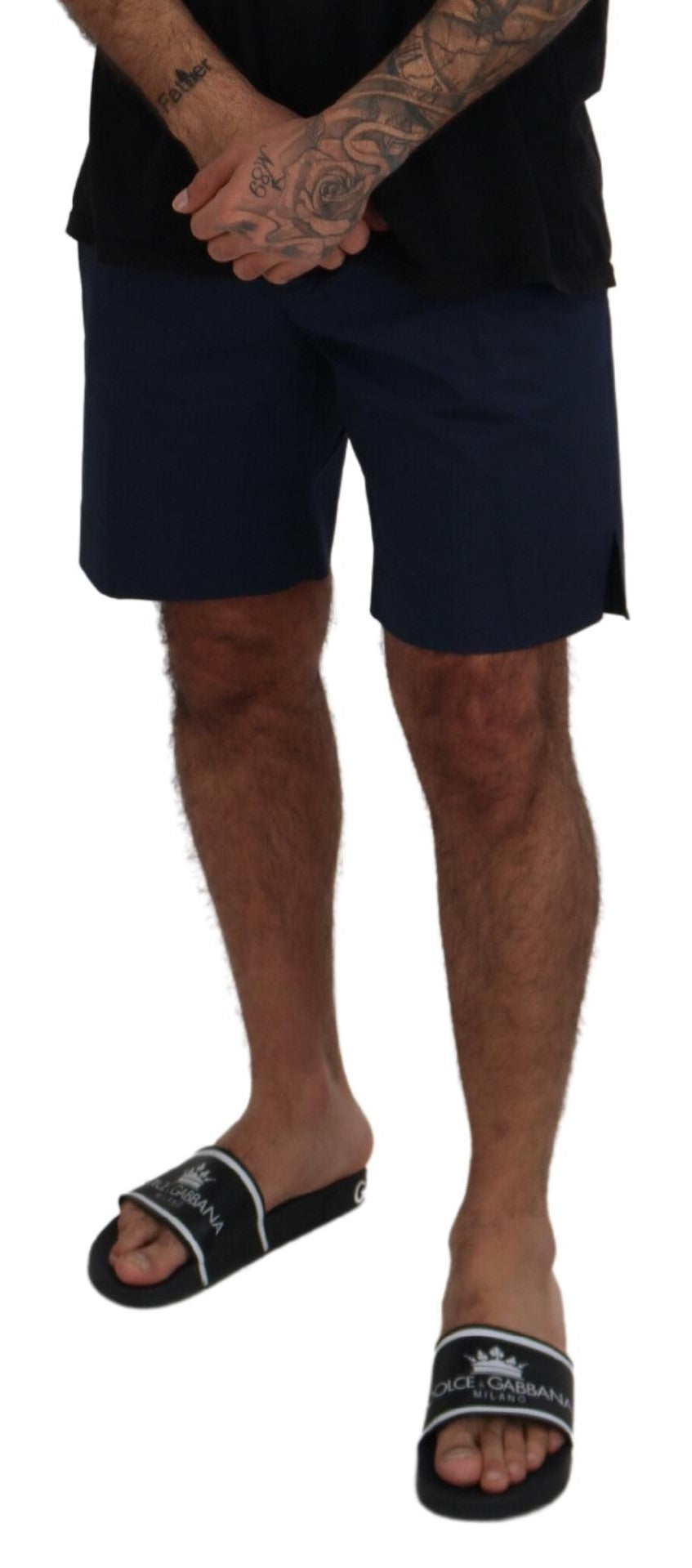 Blaue Chinoshorts aus Baumwoll-Stretch für die Freizeit