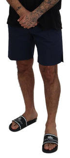 Blaue Chinoshorts aus Baumwoll-Stretch für die Freizeit