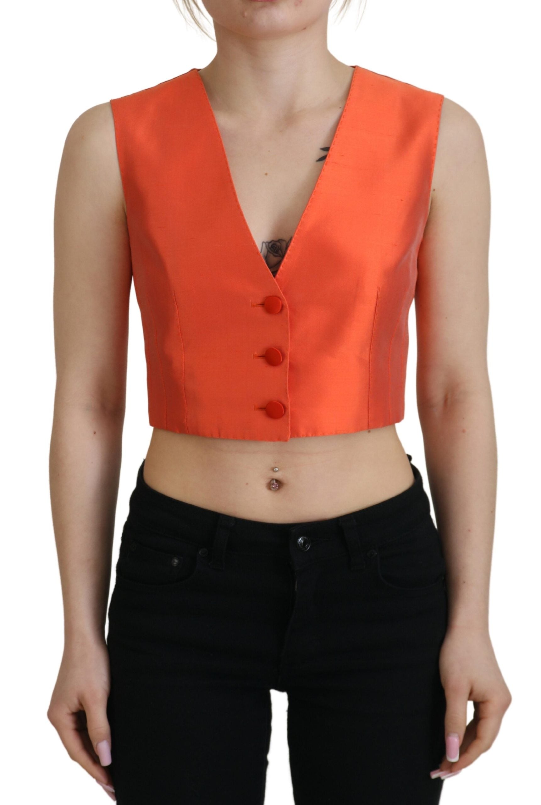 Orange ärmellose Weste Crop Top