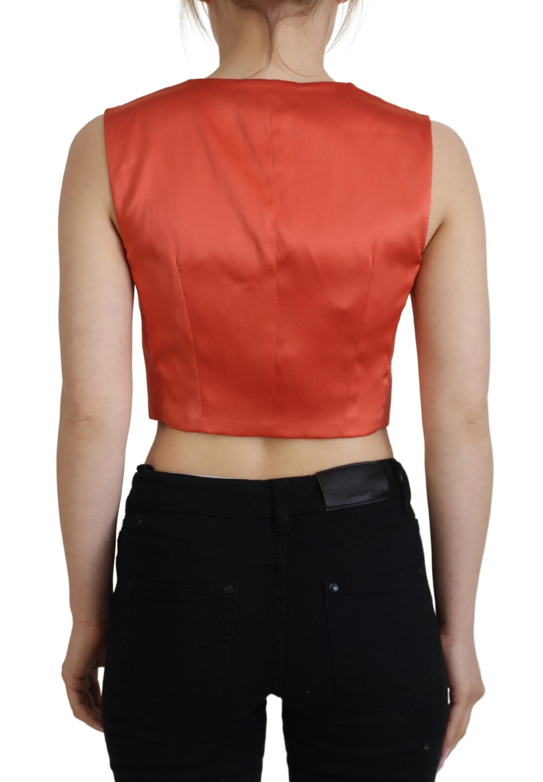Orange ärmellose Weste Crop Top