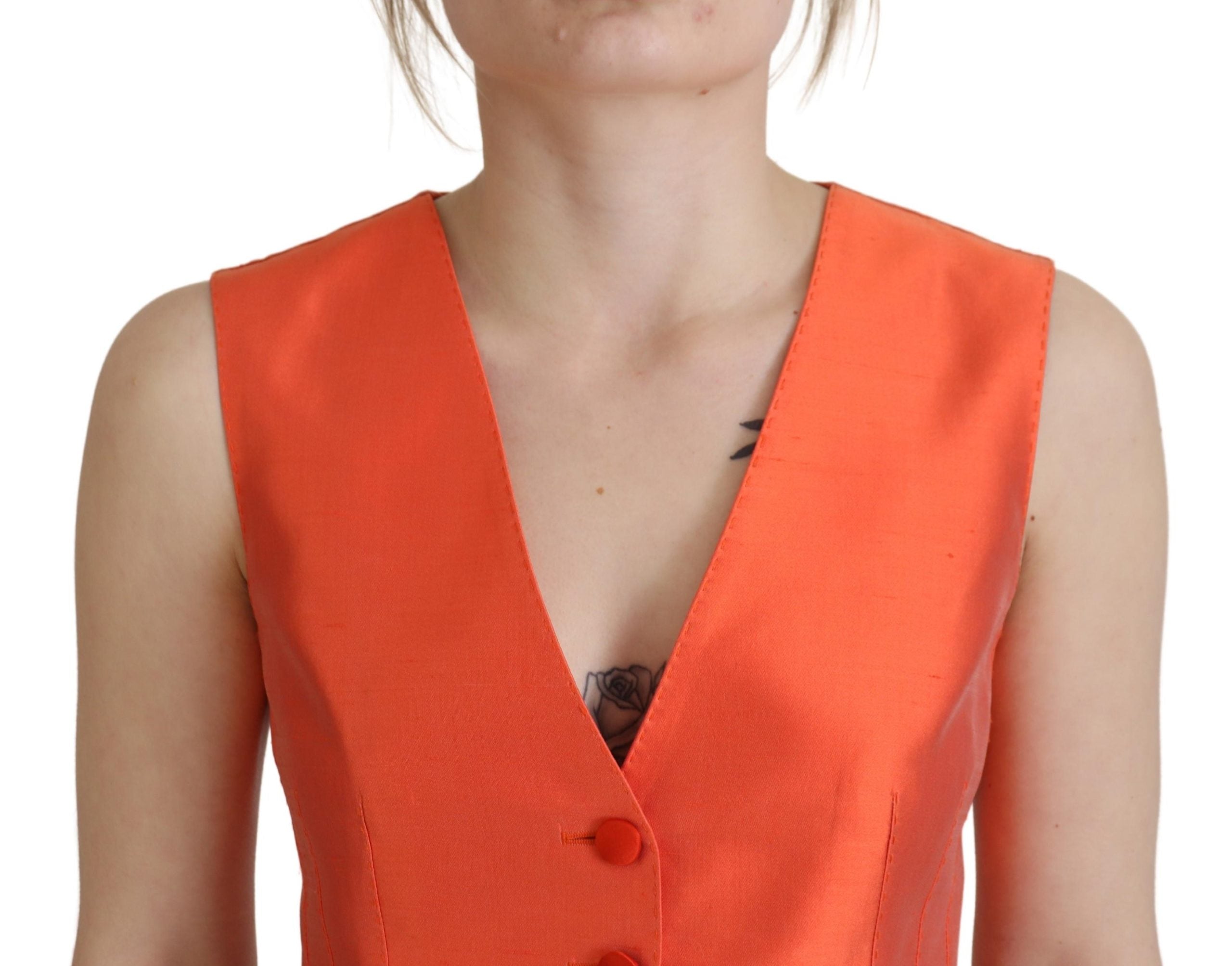 Orange ärmellose Weste Crop Top