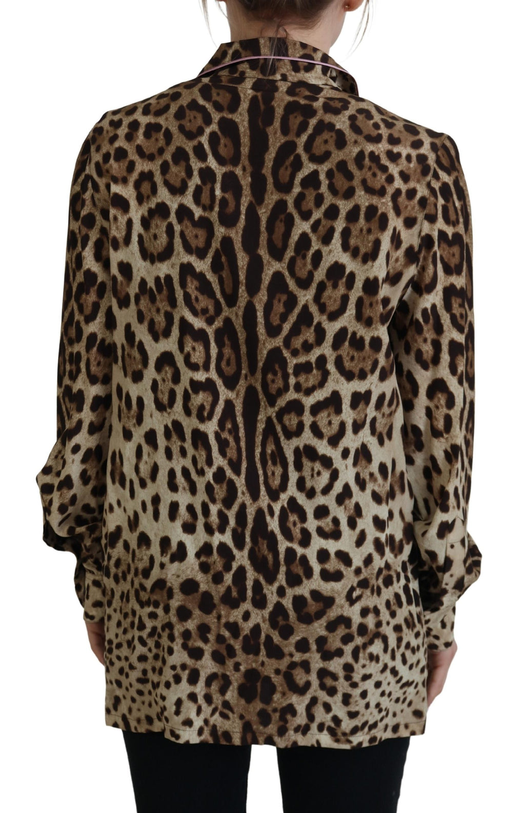 Bluse mit langen Ärmeln und braunem Leopardenmuster