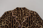 Bluse mit langen Ärmeln und braunem Leopardenmuster