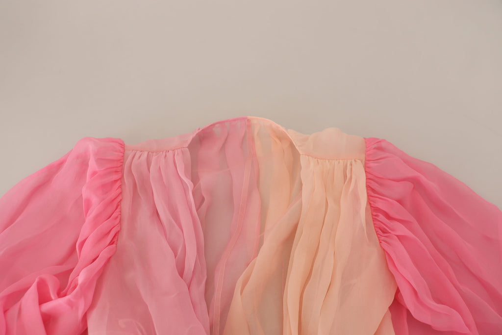 Seidenwickelbluse Langarm Rosa