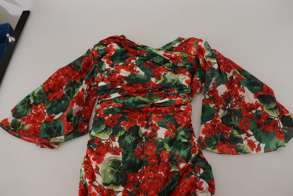 Mehrfarbiges Etui-Midikleid aus Geranium-Seide