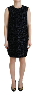 Schwarzes Leopard Shift-Minikleid aus Polyester