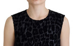 Schwarzes Leopard Shift-Minikleid aus Polyester