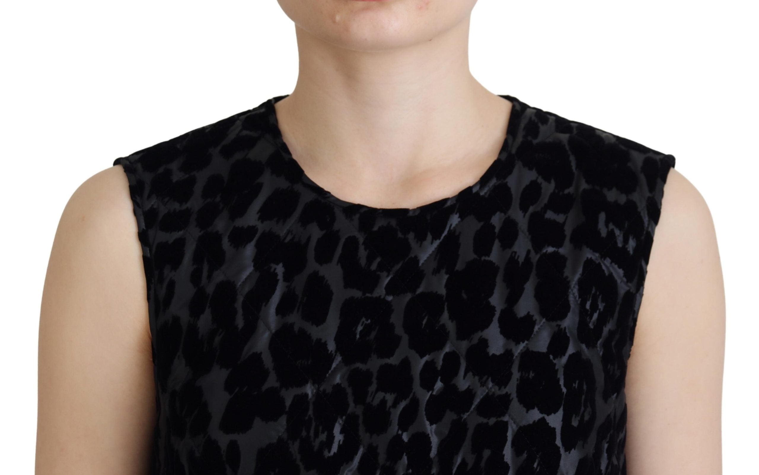 Schwarzes Leopard Shift-Minikleid aus Polyester