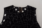 Schwarzes Leopard Shift-Minikleid aus Polyester