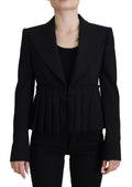 Schwarzer, einreihiger Blazer aus Wolle