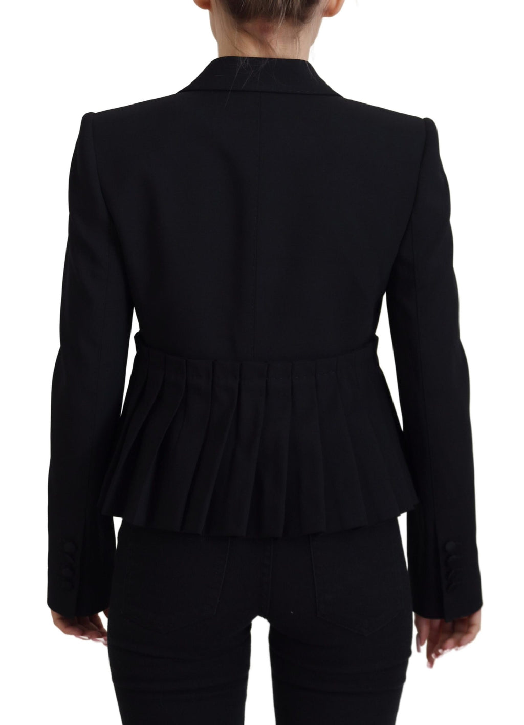 Schwarzer, einreihiger Blazer aus Wolle