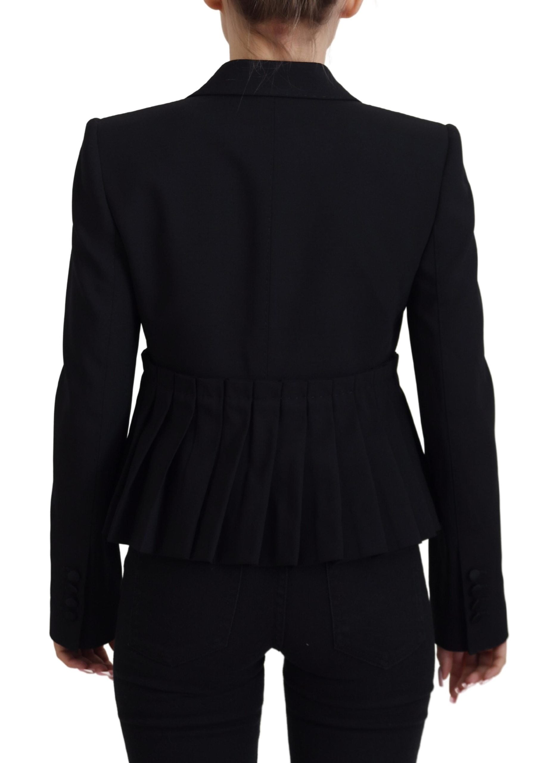 Schwarzer, einreihiger Blazer aus Wolle