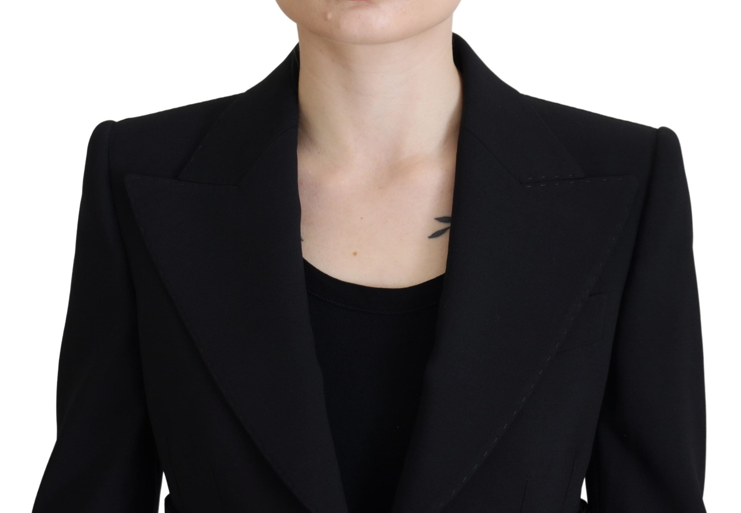 Schwarzer, einreihiger Blazer aus Wolle