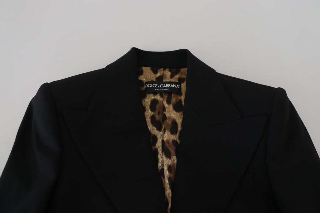 Schwarzer, einreihiger Blazer aus Wolle