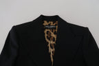 Schwarzer, einreihiger Blazer aus Wolle