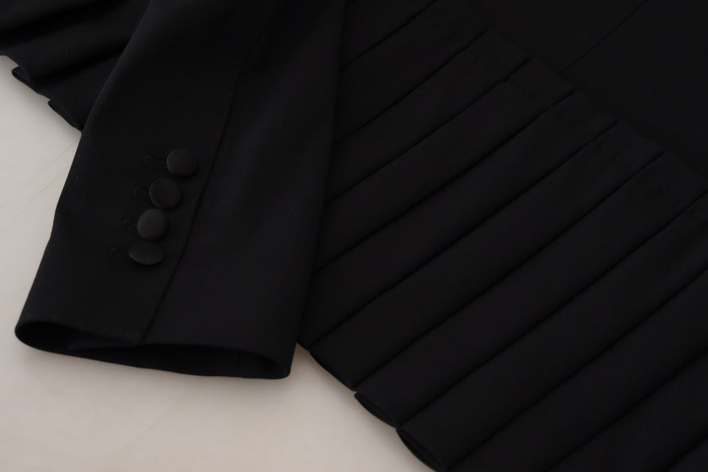 Schwarzer, einreihiger Blazer aus Wolle
