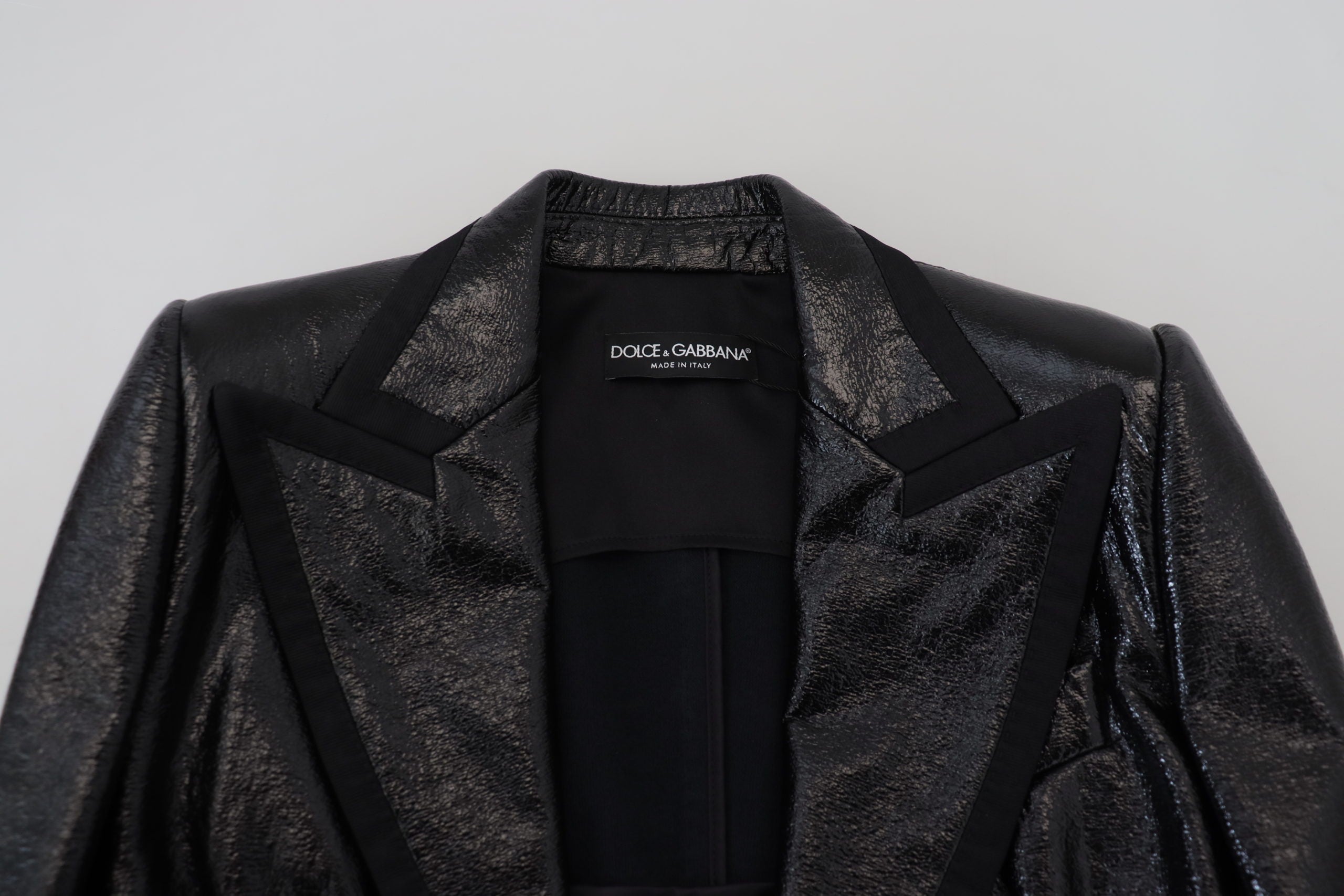 Schwarze Cropped-Blazerjacke aus Baumwolle mit langen Ärmeln