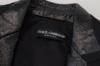 Schwarze Cropped-Blazerjacke aus Baumwolle mit langen Ärmeln