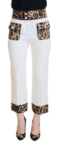 Weiß Leopard Muster High Waist Hose