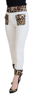 Weiß Leopard Muster High Waist Hose