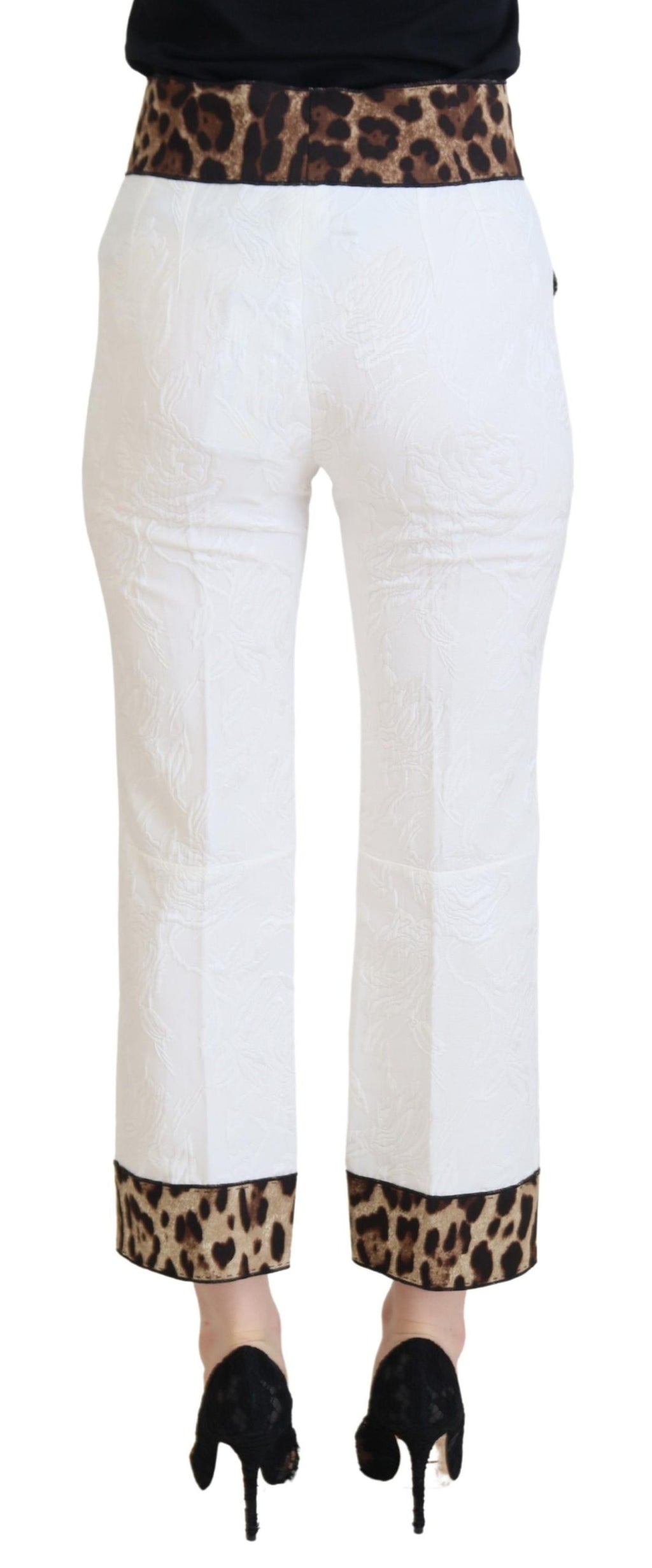 Weiß Leopard Muster High Waist Hose