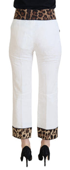 Weiß Leopard Muster High Waist Hose