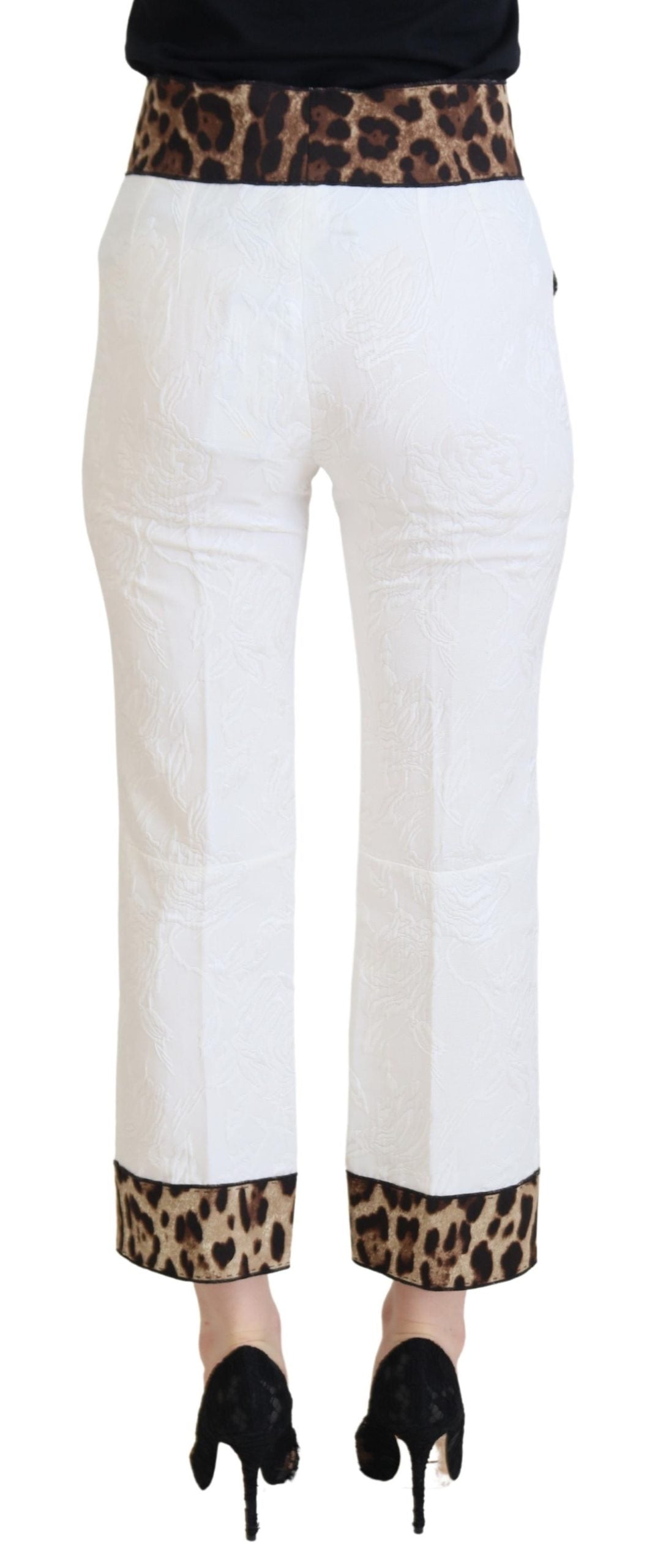 Weiß Leopard Muster High Waist Hose