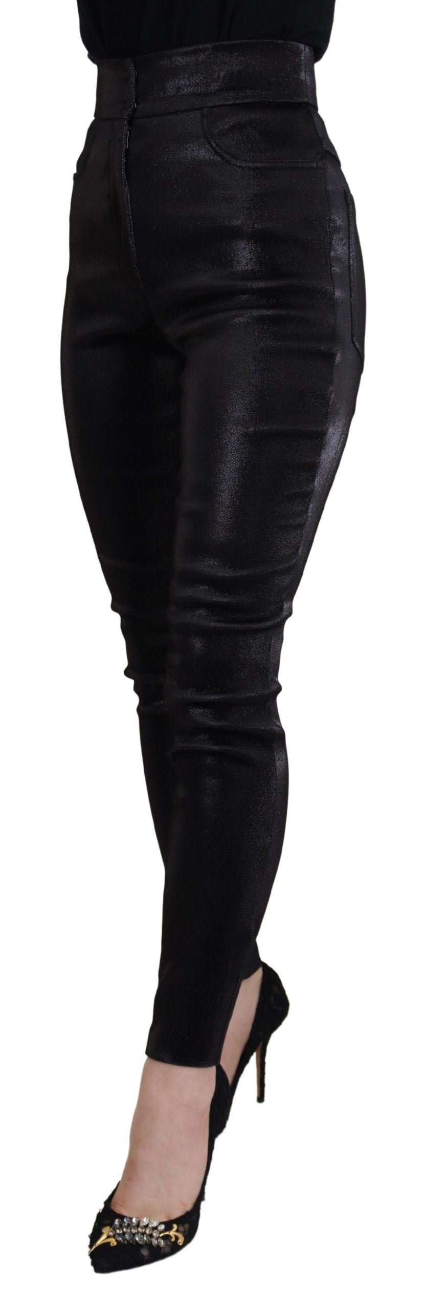 Schwarze Washed Cotton Skinny Denim Jeans