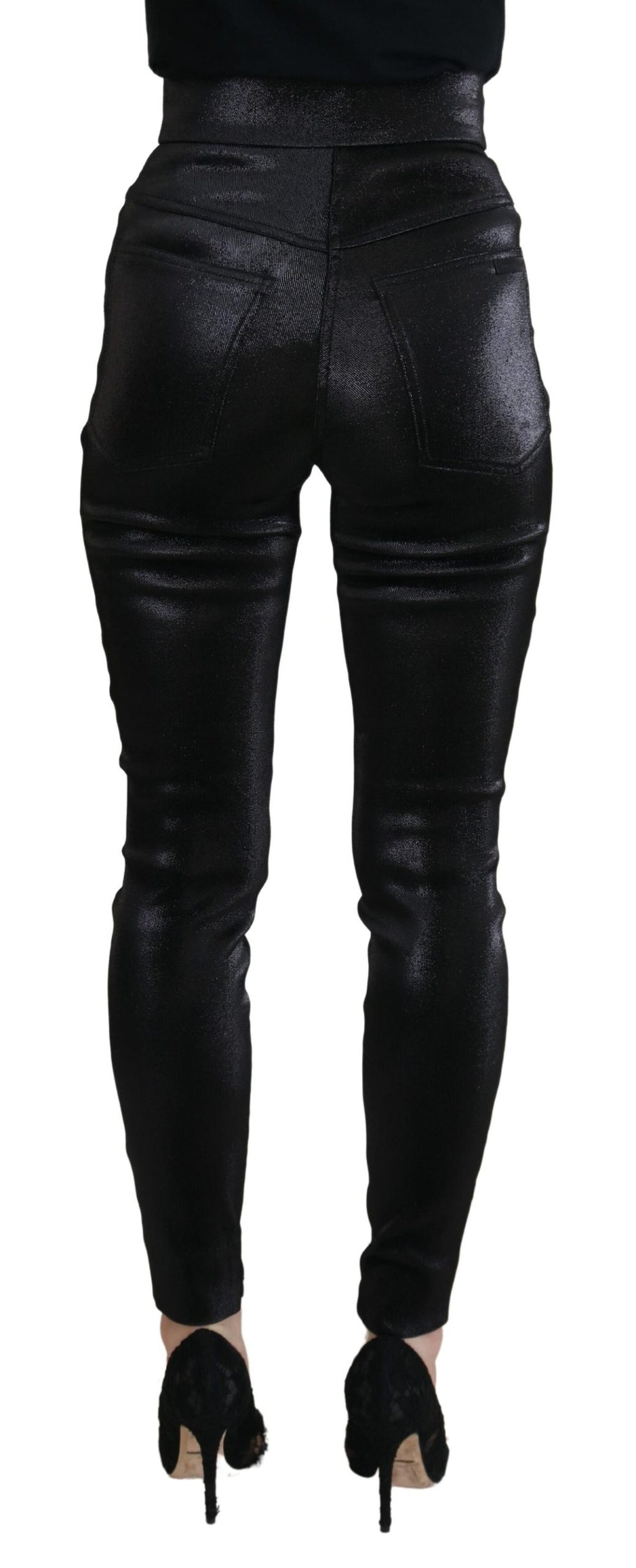 Schwarze Washed Cotton Skinny Denim Jeans