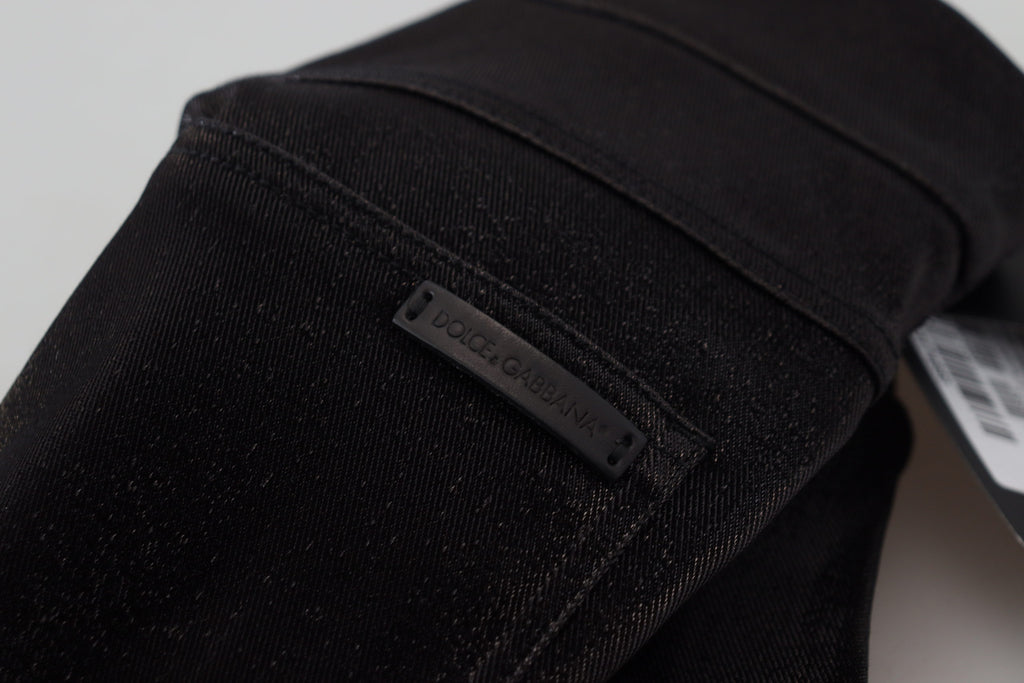 Schwarze Washed Cotton Skinny Denim Jeans