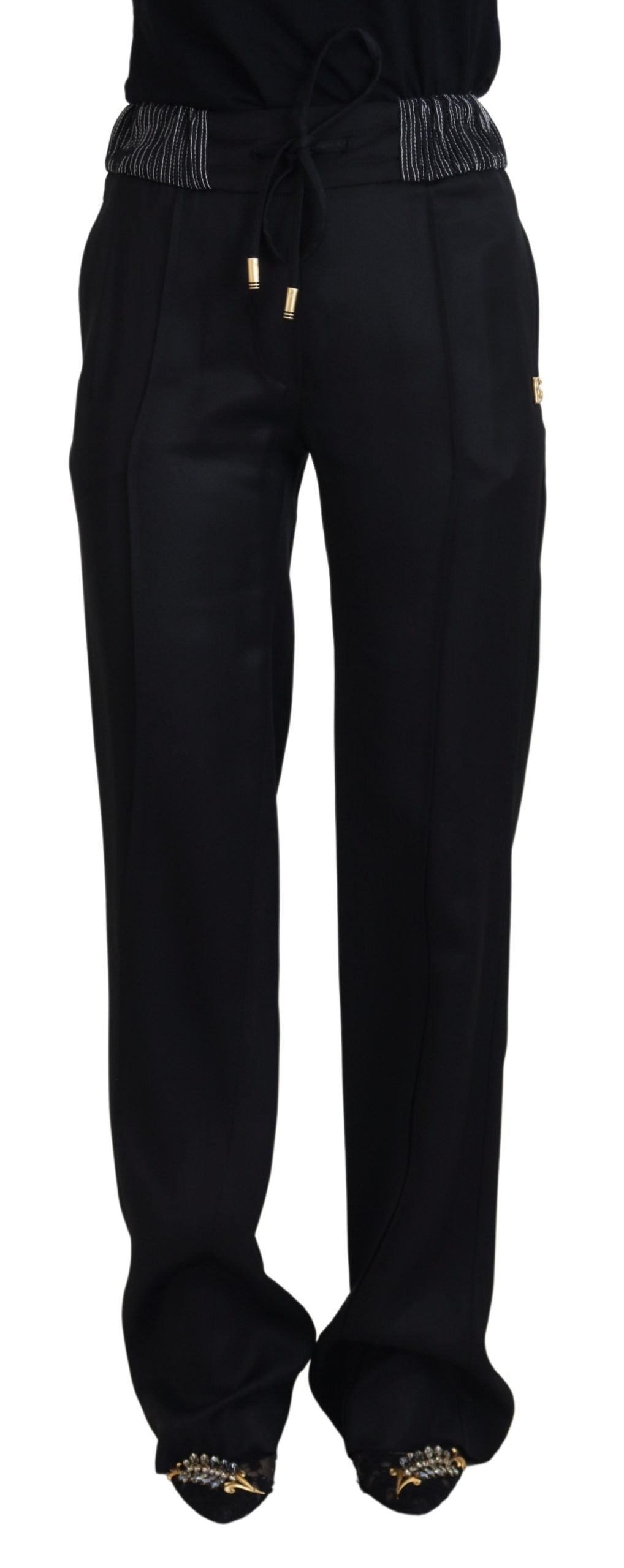 Schwarze Baumwollhose mit geradem Schnitt