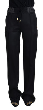 Schwarze Baumwollhose mit geradem Schnitt