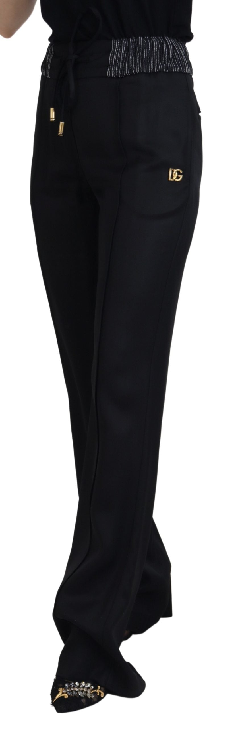 Schwarze Baumwollhose mit geradem Schnitt