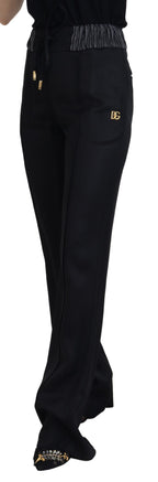 Schwarze Baumwollhose mit geradem Schnitt