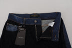Schwarze Skinny-Jeans mit floraler Spitze vorne